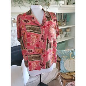 Vintage 90s pink/patterened blouse, Size 1x